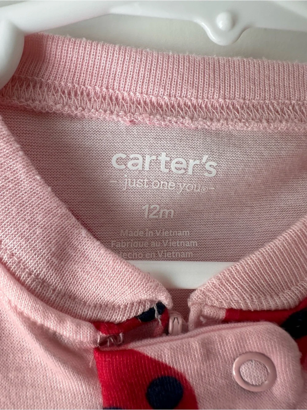 Carter's Pink Ladybug & Red Heart Footed One-Piece Set